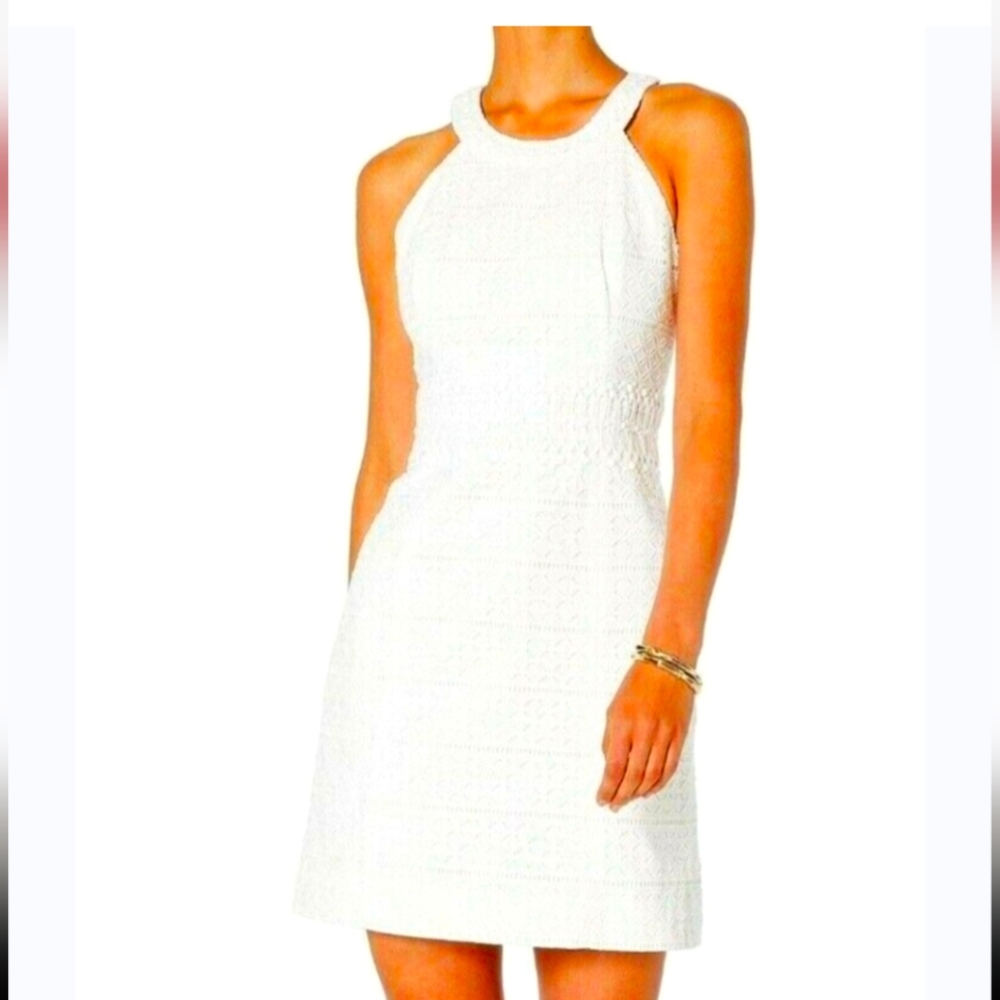 Lilly Pulitzer Ashlyn White  Eyelet & Beaded Shift Dress - Perfect Condition - Picture 7 of 8